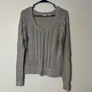 Cato Women’s Lace Long Sleeve Sweater Top, Size Medium, Light Gray